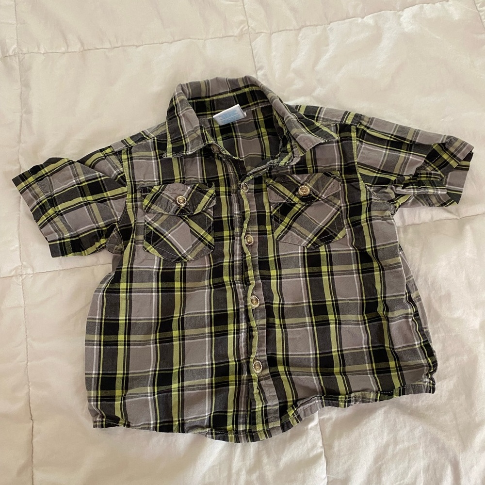 Plaid Kids Shirt in Green and Black